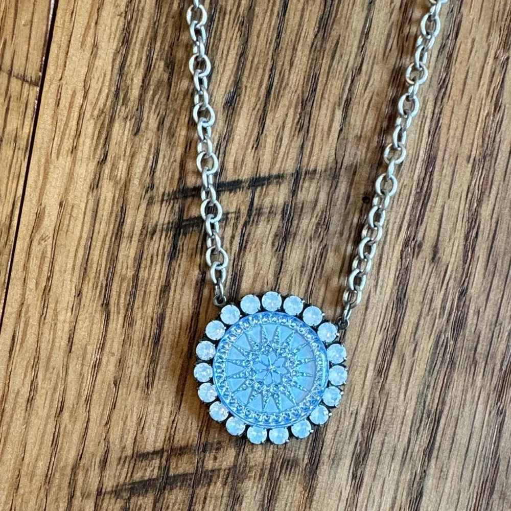 Sabika Blue Medallion Necklace - Picture 2 of 3